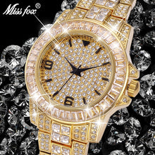 Load image into Gallery viewer, Top Brand Luxury Missfox Rolexable Waterproof Watch Full Diamond Hublo Unisex Quartz Watch With Box