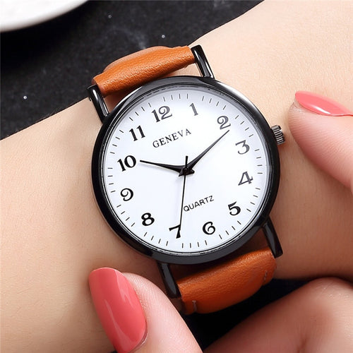 2018 Top Brand Luxury Leather Quartz Watches Geneva Women Fashion Watch New Classic Ladies Casual Wristwatch Female Dress Clock