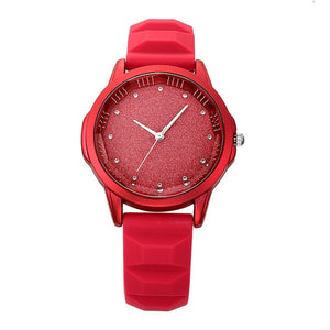Starry sky tonneau dial soft silicone women watches simple Diamond elegant ladies wristwatches REBIRTH brand red quartz-watch