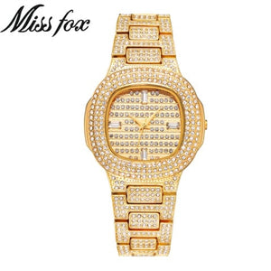 Miss Fox Brand Watch Quartz Ladies Gold Fashion Wrist Watches Diamond Stainless Steel Women Wristwatch Girls Female Clock Hours