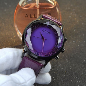 GUOU Watch Women Top Luxury Fashion Quartz Watch Ladies Wristwatch Genuine Leather Diamond Women Watches saat relogio feminino