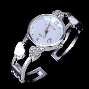 2018 Xinhua Fashion Watches Women Stainless Steel Bracelet Bangle Flower Lover Heart Shape Wristwatches Female Clock Relogios