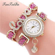 Load image into Gallery viewer, FanTeeDa Brand Fashion Luxury Women Wristwatch Watches Love Word Leather Strap Ladies Bracelet Watch Casual Quartz Watch Clock