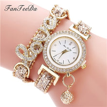 Load image into Gallery viewer, FanTeeDa Brand Fashion Luxury Women Wristwatch Watches Love Word Leather Strap Ladies Bracelet Watch Casual Quartz Watch Clock