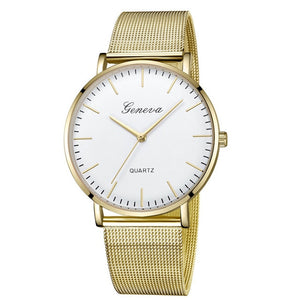 Modern Fashion Black Quartz Watch Men Women Mesh Stainless Steel Watchband High Quality Casual Wristwatch Gift for Female