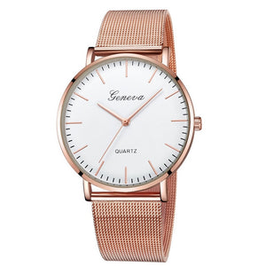 Modern Fashion Black Quartz Watch Men Women Mesh Stainless Steel Watchband High Quality Casual Wristwatch Gift for Female