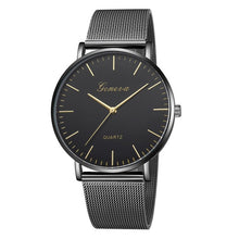 Load image into Gallery viewer, Modern Fashion Black Quartz Watch Men Women Mesh Stainless Steel Watchband High Quality Casual Wristwatch Gift for Female