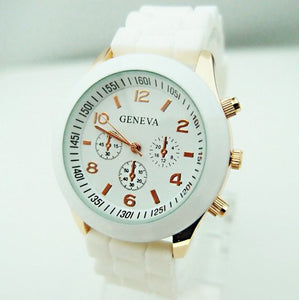Hot Sales Geneva Brand Silicone Women Watch Ladies Fashion Dress Quartz Wristwatch Female Watch GV008