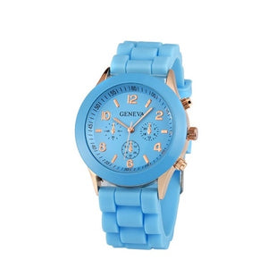 Hot Sales Geneva Brand Silicone Women Watch Ladies Fashion Dress Quartz Wristwatch Female Watch GV008