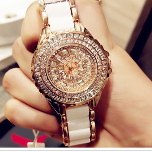 Fashion ladies wrist watches Luxury  Brand Crystal Dress Women Watch Shinning Diamond Rhinestone Ceramic Wristwatch Quartz Watch