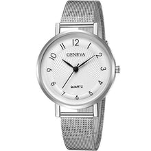 Load image into Gallery viewer, 2018 New Design GENEVA Watch Fashion Female Clocks Women Luxury Stainless Steel Analog Quartz Wristwatch Silver Dress Watches