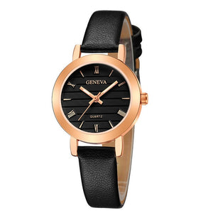 Geneva Luxury Leather Quartz Red Black Watches Women Fashion Dress Clock Ladies Casual Wristwatch Cheap Female Watch Reloj Mujer