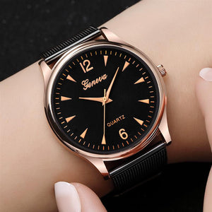 2018 GENEVA Women Luxury Watch Mesh Band Stainless Steel Analog Quartz Wristwatch Lady Girl's Minimalist Watches Female Gift