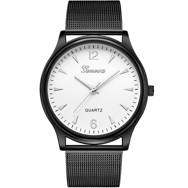 2018 GENEVA Women Luxury Watch Mesh Band Stainless Steel Analog Quartz Wristwatch Lady Girl's Minimalist Watches Female Gift