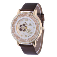 Load image into Gallery viewer, Fashion Luxury Ball Diamond Rose Pattern Leather Belt Quartz Watch Bracelet Rhinestone ladies dress wristwatches female clock