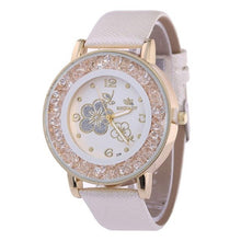 Load image into Gallery viewer, Fashion Luxury Ball Diamond Rose Pattern Leather Belt Quartz Watch Bracelet Rhinestone ladies dress wristwatches female clock